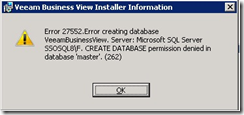 SQL database install error 27552