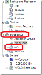 Veeam Backup and replication sections