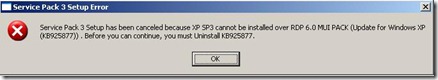 Error XP SP3 install 
