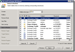 Veeam Back-up recovery items