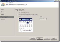 Veeam Restore wizard backup restore time selection