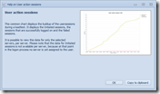 Help on user action sessions