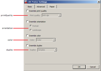 Printer Settings - Basic