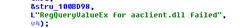 RegQueryExValue for aaclient.dll failed