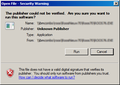 The publisher could not be verified. Are you sure you want to run this software?