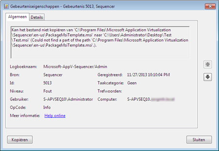 Windows Event Log, Source Sequencer, Event ID 5013