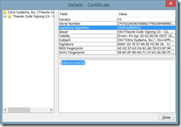 Certificate - Citrix Systems Inc - Signature Algorithm