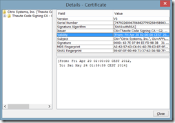 Certificate - Citrix Systems Inc - Validity