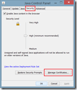 Java Control Panel - Security 2
