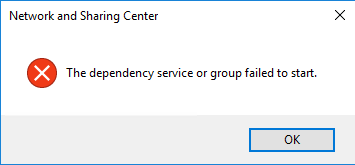The dependency service or group failed to start.